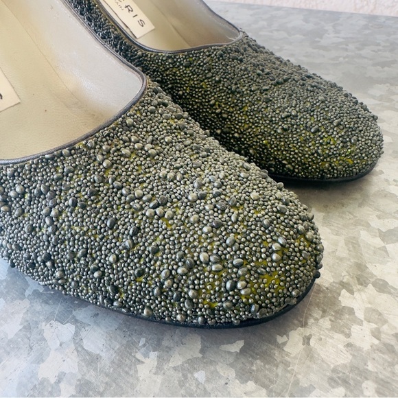 Beaded leather pumps womens pin up 38 | 7.5 Louis heel 3” Spain - Picture 3 of 12